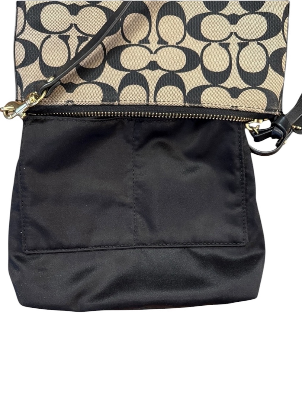 Coach Signature Monogram Crossbody Bag Black Tan Jacquard Canvas Leather Hangtag - Picture 3 of 16